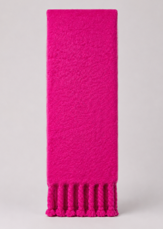 MOHAIR THROW-PINK TASSELS