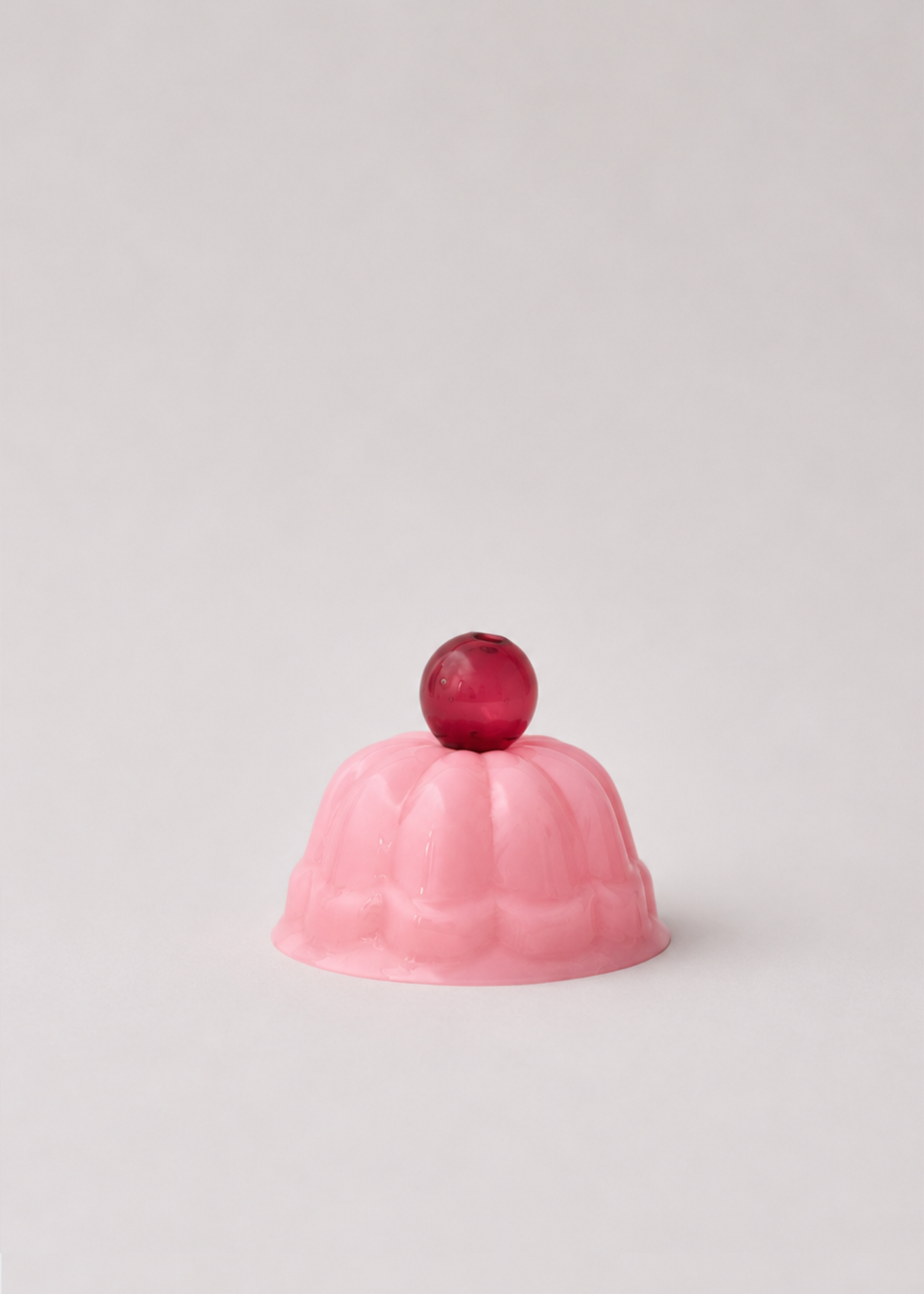 GLASS CLOCHE- CHERRY CREAM-SMALL